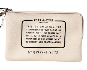 Coach New York Storypatch Creed Zip Wristlet Bag Purse Pouch White Black thumbnail 1