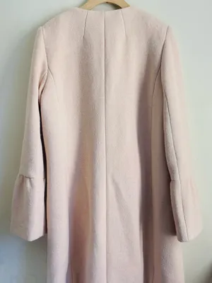 Club Monaco Blush Pink Wool Blend A Line Long Coat Bell Sleeve Large thumbnail 8