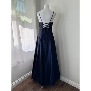 Vintage Y2K Windsor Dark Blue Corset Back Floor Length Prom Dress thumbnail 6
