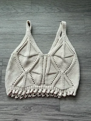 Zara Cream Crochet Knit Crop Camisole Size L thumbnail 5