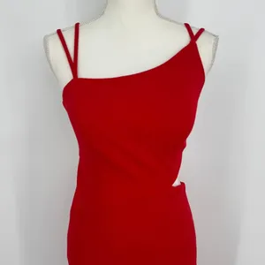 La Femme Gown Size 4 Red Asymmetrical Neck Strappy Back High Slit Evening Formal thumbnail 7