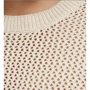 Everlane Mesh Soft Cotton Crew Sweater in Praline Cream Women's sz XS Minimalist thumbnail 5