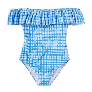 Lilly Pulitzer Blue Gingham Ruffle One Piece Swimsuit thumbnail 1