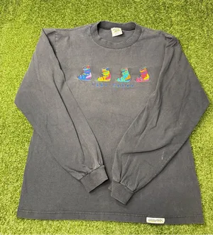 Vintage Crazy Shirts Lake Tahoe Ski Boot Long Sleeve‎ Black Colorful T-Shirt S thumbnail 1