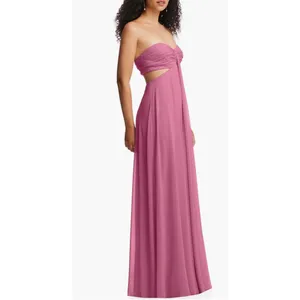 Dessy Collection Strapless Empire Waist Chiffon Gown in Orchid Pink Size 14 NWOT thumbnail 4