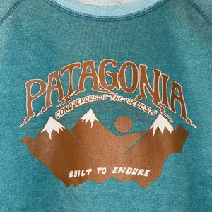 Patagonia Hazy Peaks Midweight Crew Sweatshirt Size Medium Teal Organic Cotton thumbnail 4