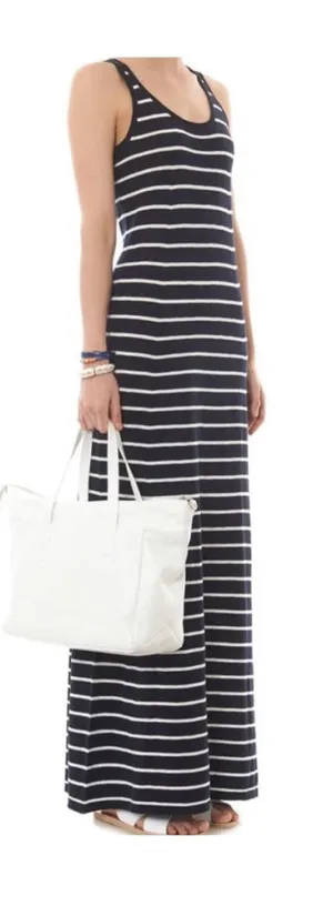 VINCE Dress Women's XXS Navy Blue White Striped Cotton‎ Sleeveless Tank Maxi thumbnail 1