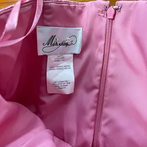 Vintage 90s Michaelangelo Pink Satin Strapless Formal Evening Dress Sz 2 🍄 thumbnail 7