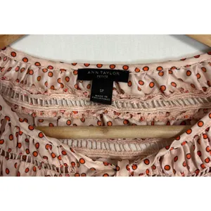 Ann Taylor Blouse Womens SP‎ Peach Polka Dot Cap Sleeve Boho Cottagecore Preppy thumbnail 4