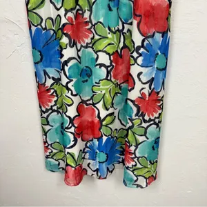 Maggy London Blue Red Floral Print Maxi Dress Womens 18W Boho Casual Eyelet thumbnail 11