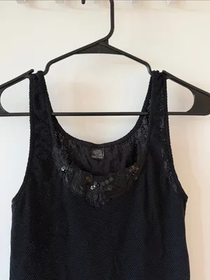 Only Hearts Helena Stuart Black Sheer Lace Sequin Shell Tank Top thumbnail 2