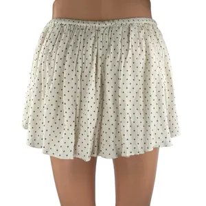 Free People White Brown Polka Dots High Rise Pleated A Line Mini Shorts Size S thumbnail 3