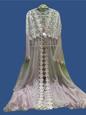 Embroidered Sheer Lace Robe in Light Lavender - Elegant Layering M thumbnail 1