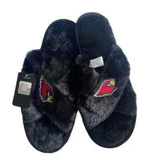 NFL‎ Arizona Cardinals CrisCross Synthetic Fur Slippers Size L 9/10 thumbnail 1