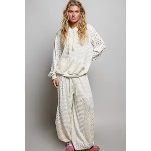 POL Mixed Knit Contrast Print Sleeve Hoodie with Kangaroo Pocket - Medium‎ thumbnail 5