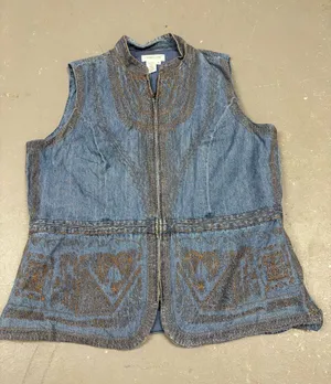 Cold Water Creek Vintage Grandma Core Denim embroidered Jean Vest Women’s 1X thumbnail 1