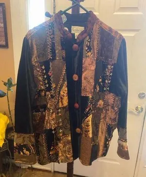 Women's Flashback Brown Floral Embroidered tapestry Jacket Size M thumbnail 1