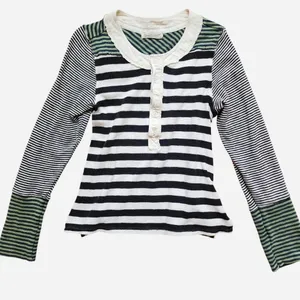 We the Free vintage green and white striped Henley - size small thumbnail 1