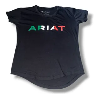 Ariat Women’s Graphic T-Shirt – Black / Mexico Flag Logo (Size XS) thumbnail 1