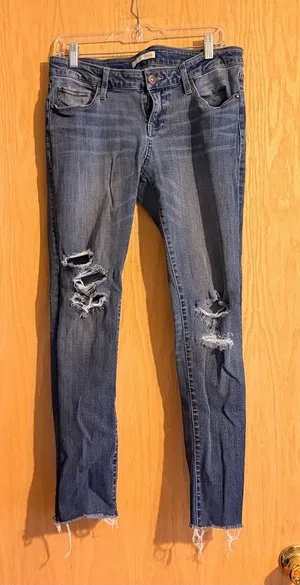 Daytrip Women's Distressed Skinny Jeans - Blue Wash thumbnail 1
