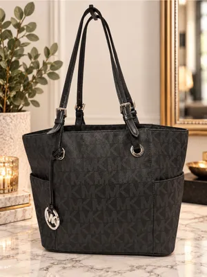 Michael Michael Kors Jet Set Signature Large Pocket Tote – Black / Charcoal thumbnail 1