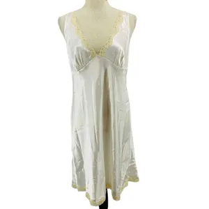 Victoria's Secret Nightgown Ivory Satin Lace Trim V Neck & Back Large Y2K Bridal thumbnail 8