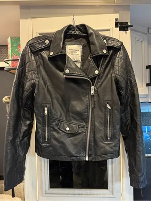 Abercrombie & Fitch Y2K Black Quilted vegan Leather Moto whimsigoth jacket S thumbnail 1