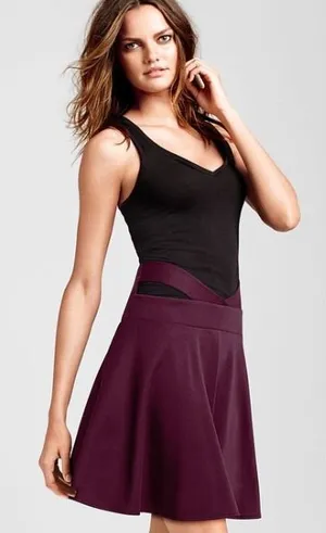 Victoria's Secret Burgundy Cutout Skirt High Waist Cutout‎ Mini Flared A-Line XS thumbnail 1