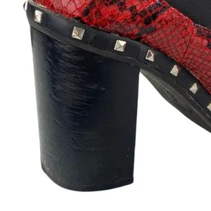 Charles by Charles David Dodger Red Snakeskin Leather Studded Chelsea Boots 7.5M thumbnail 6