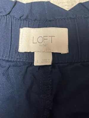 LOFT Navy Drawstring Elastic-Waist  Shorts thumbnail 2