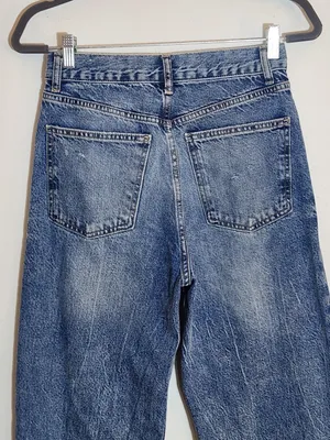 Zara High Waist Straight Leg Distressed Cut-off Jeans Size 4 thumbnail 5