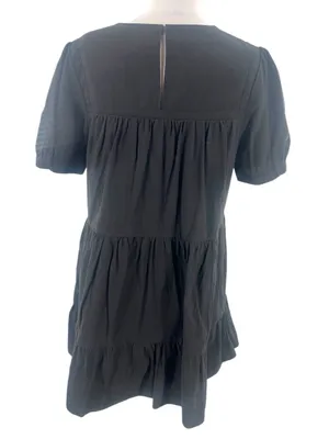 Tuckernuck Pomander Place Quinn Dress Size M Black Tiered Mini Swing Puff Sleeve thumbnail 5