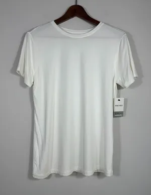 Nine West Soft Spun White Crewneck Tee Size Medium NWT Stretch Top thumbnail 1