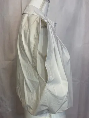 Zara White Sleeveless Button-Down Shirt with Elastic Hem thumbnail 3