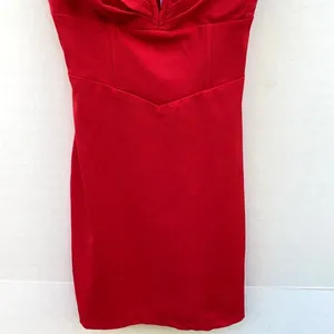 Princess Polly size 8 Red Zuri Plunge Pleated Bust Fitted Sheath Mini dress-DEFECT thumbnail 5