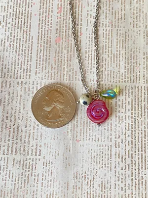 Handmade stainless steel chain & Czech glass mix boho funky necklace 🌀🩷 thumbnail 9