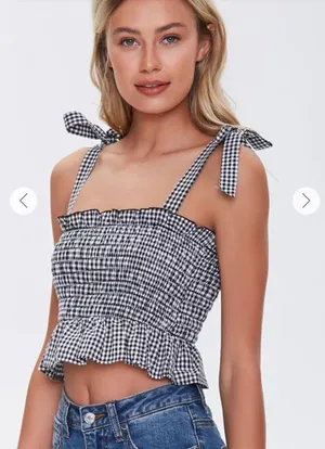 Forever 21 Gingham Tie Strap Crop Top thumbnail 1