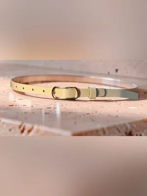 Elegant Cream Skinny Belt Gold Buckle Minimalist Y2K Style thumbnail 4