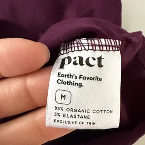 Pact Women's Short-Sleeve Crewneck Tee in Deep Plum Relaxed Fit T shirt medium thumbnail 4