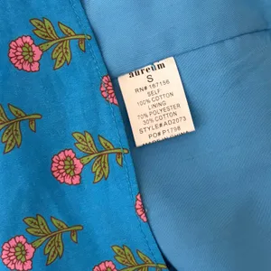 AUREUM Ruched Sash Blue Floral Mini Dress Puff Sleeves Ruching Ruffle Small thumbnail 11