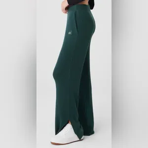 NWT Alo Yoga Knit High Waist Salana Wide Leg Pant Midnight Green Size S thumbnail 4