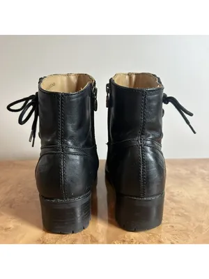 Harley-Davidson Women's Black Leather Moto Ankle Boots Side Zip Lace Detail 9.5 thumbnail 5