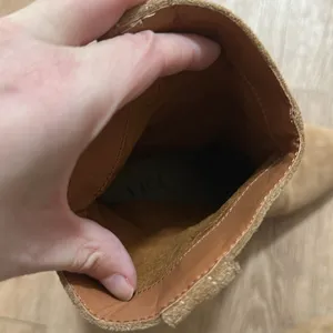 VICI | Tan Dev Faux Suede Slouchy‎ Western Pointed Block Heel Ankle Boots, 6 thumbnail 8