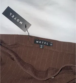 Motel brown pinstripe mini skirt with belt thumbnail 6