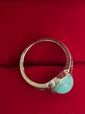 Boho/Vintage Design Stainless Steel Silver Faux Turquoise Ring Size 7 NWT thumbnail 3