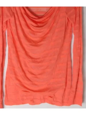 Athleta L Yoga Orange Striped Sheer Long Top thumbnail 4