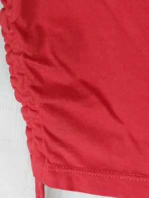 Aritzia’s Wilfred Red Ruched Drawstring Crop Casual Athleisure Minimalist Tee thumbnail 4