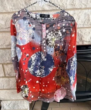 Vibrant Floral Women's Blouse XL thumbnail 1