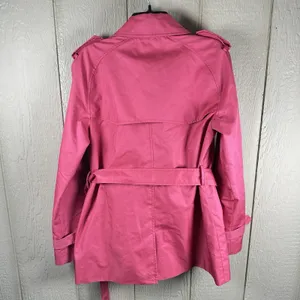 Coach Short Trench Coat Womens Medium Pink Double Breasted Belted Quiet Luxury thumbnail 7