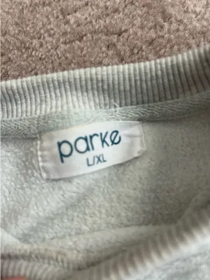 Parke Heather Grey Crewneck Sweatshirt Navy Logo L/XL thumbnail 4